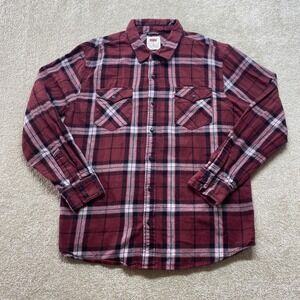 Levis Shirt Mens XL Red‎ Black Plaid Flannel Button Up Long Sleeve Casual Cotton